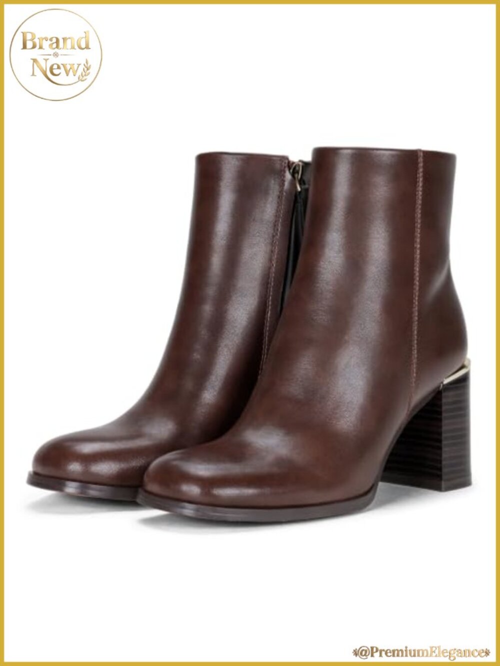 Women's Square Toe Chunky Block Heel Ankle Boots Faux Leather Side Zip